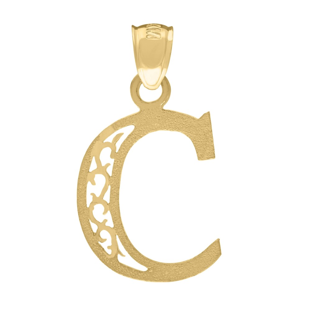10kt 10k Yellow Gold Unisex Initial Letter C Charm Pendant